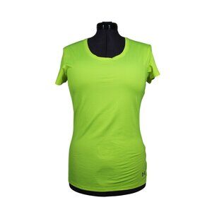 Under Armour women's heatgear semi fitted short sleeve neon running shirt M